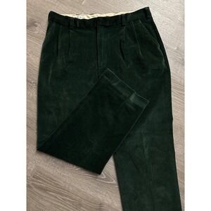 Vintage Orvis Men's Size 38x31 Green Velvet Pants Chino Pleated Front Pockets